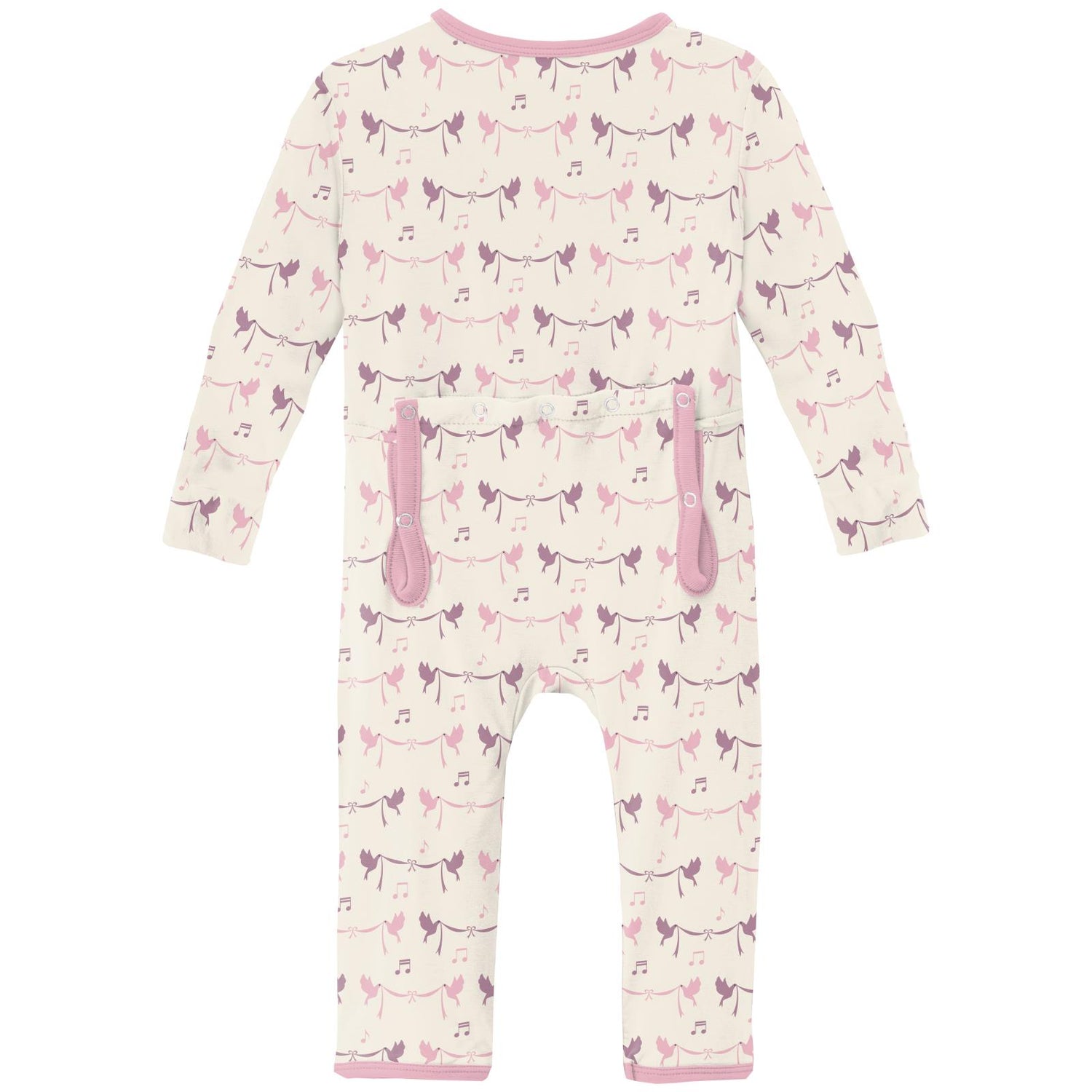 Print Coverall with 2 Way Zipper in Natural Bird Banner