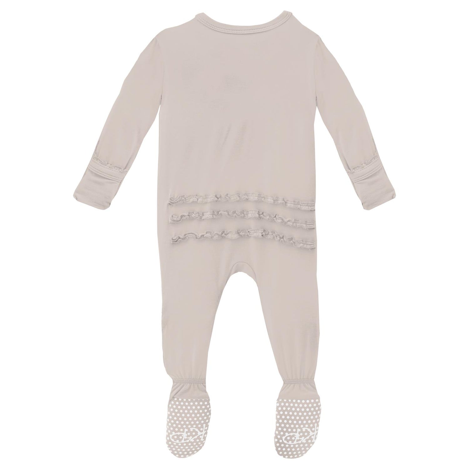 Muffin Ruffle Footie with 2 Way Zipper in Latte