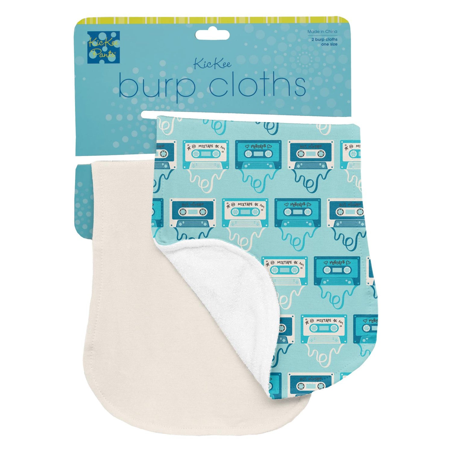 Print Burp Cloth Set of 2 in Summer Sky Mixtape & Natural