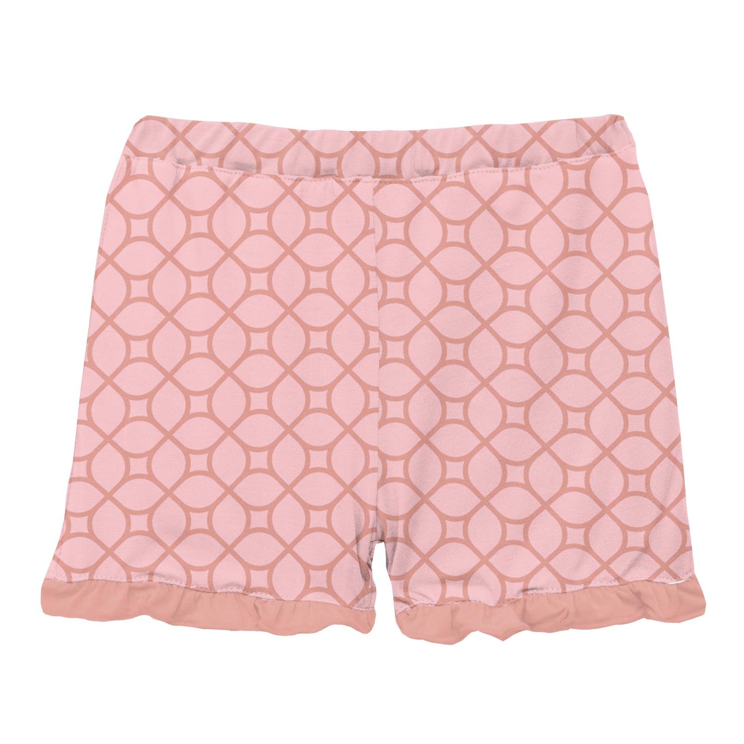 Print Ruffle Short in Blush Spring Lattice