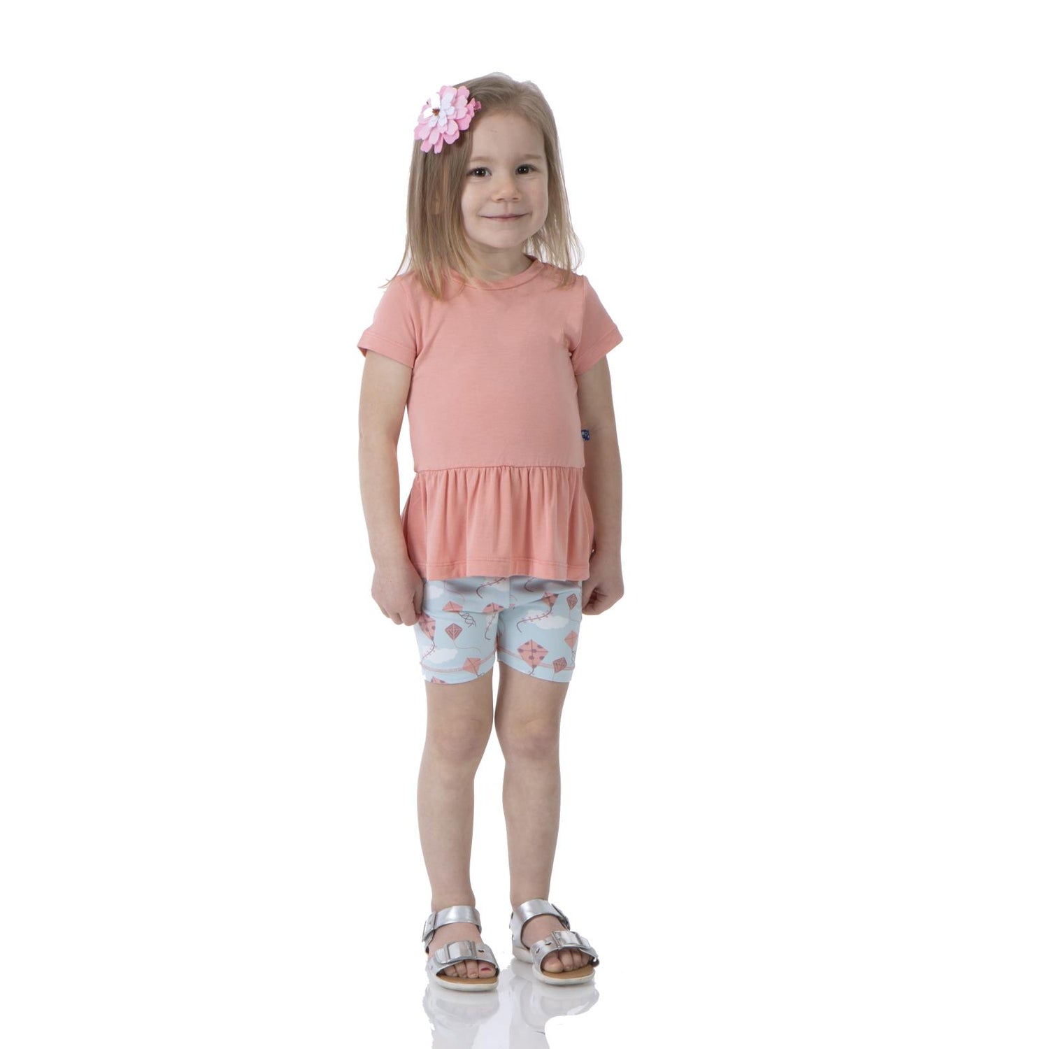 Print Short Sleeve Playtime Outfit Set in Spring Day Kites