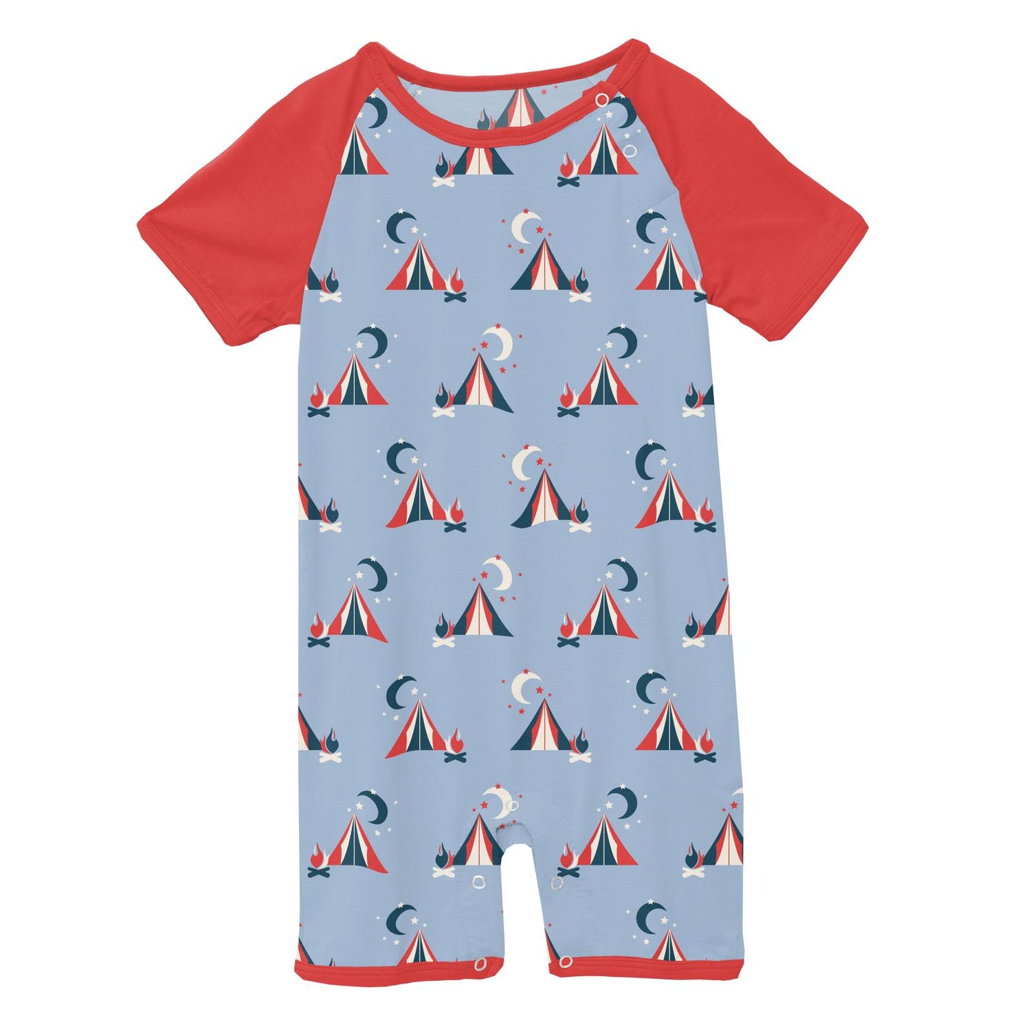 Print Raglan Romper in Pond Tents