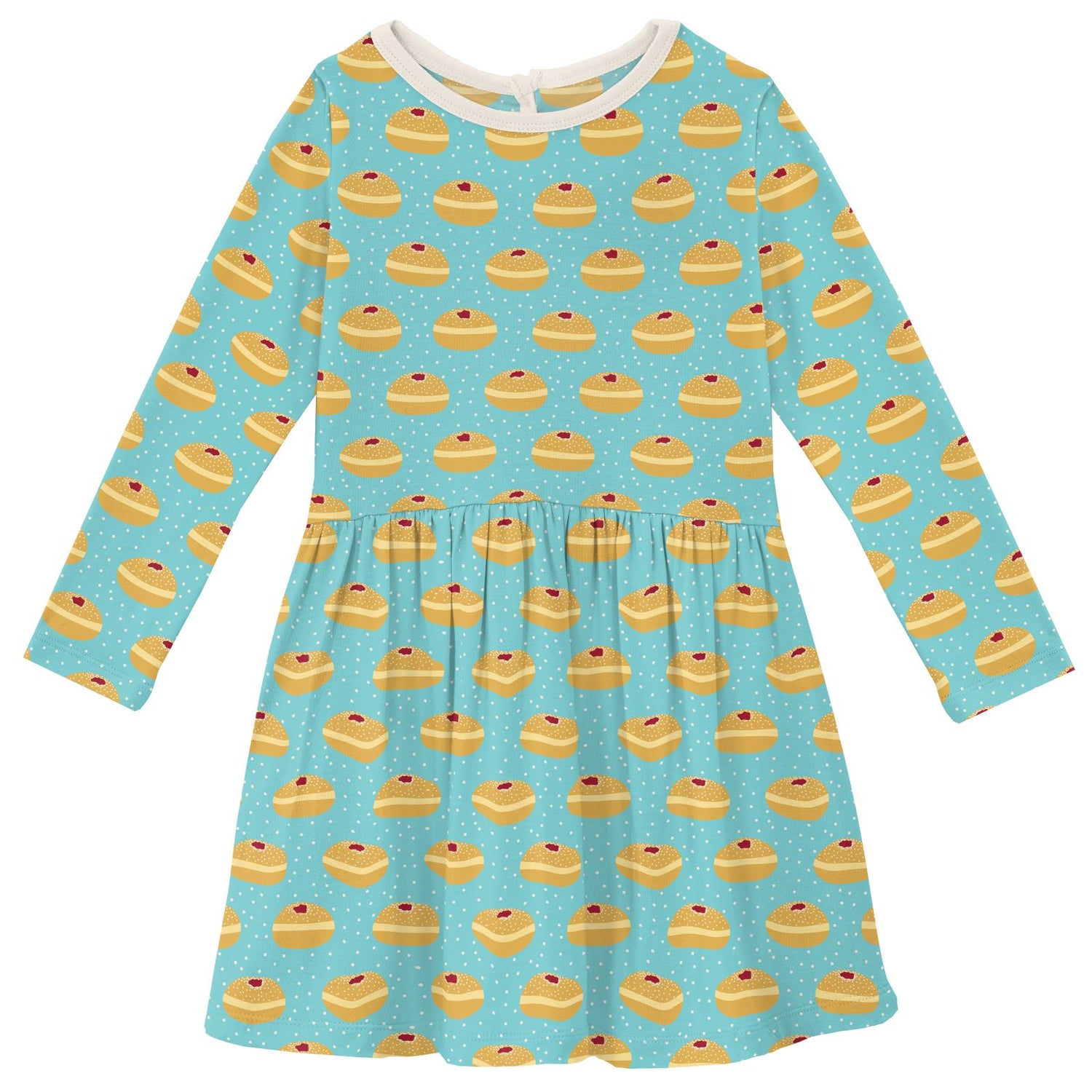 Print Long Sleeve Twirl Dress in Iceberg Jelly Donuts