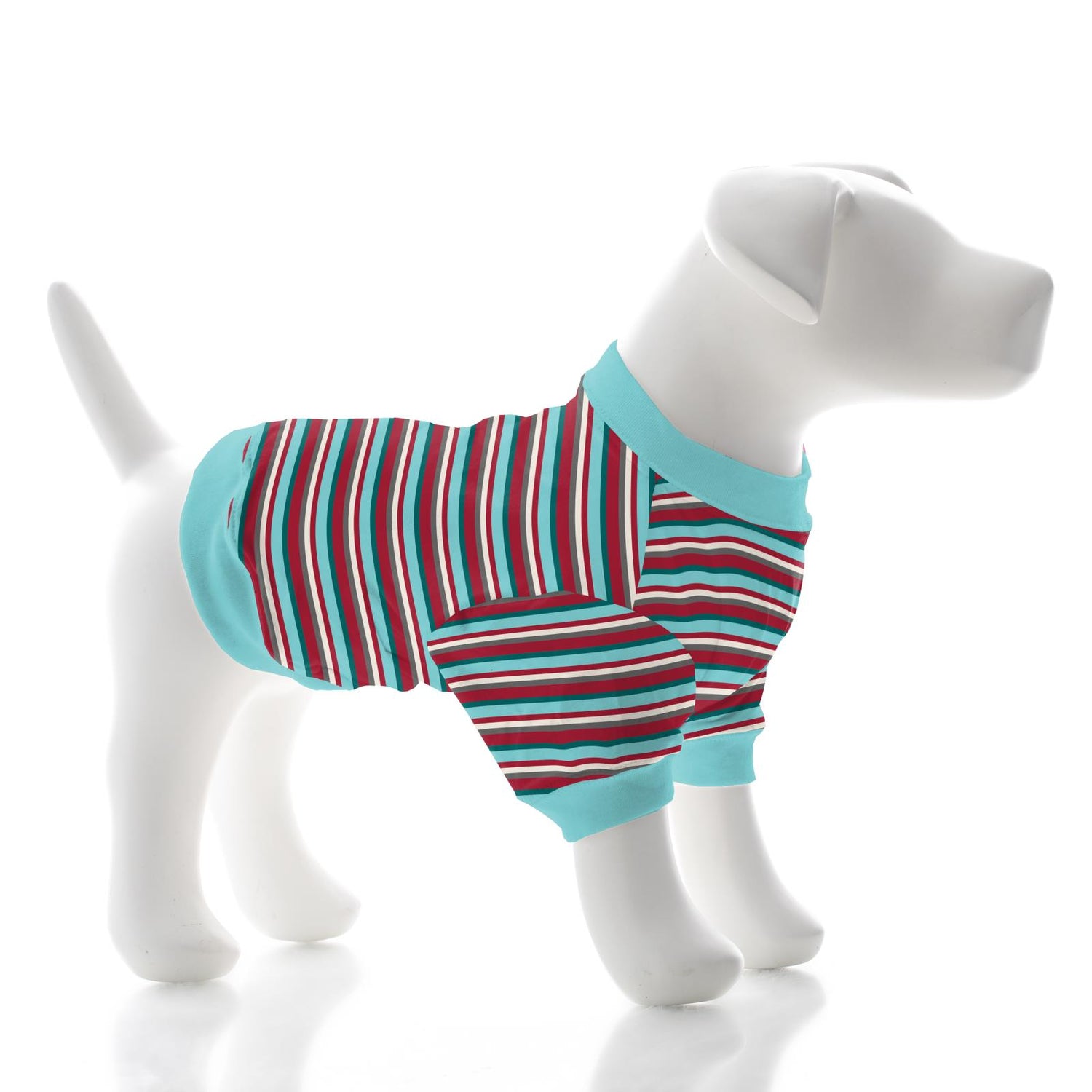 Print Dog Tee in Christmas Stripe