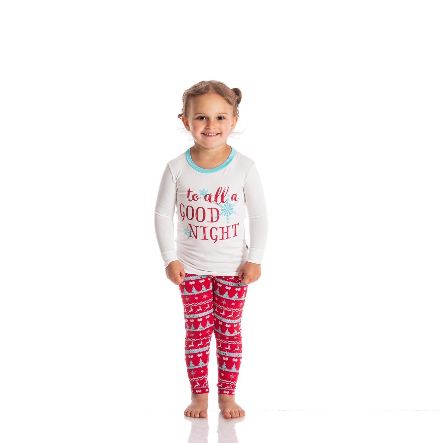 Long Sleeve Graphic Tee Pajama Set in Nordic Print