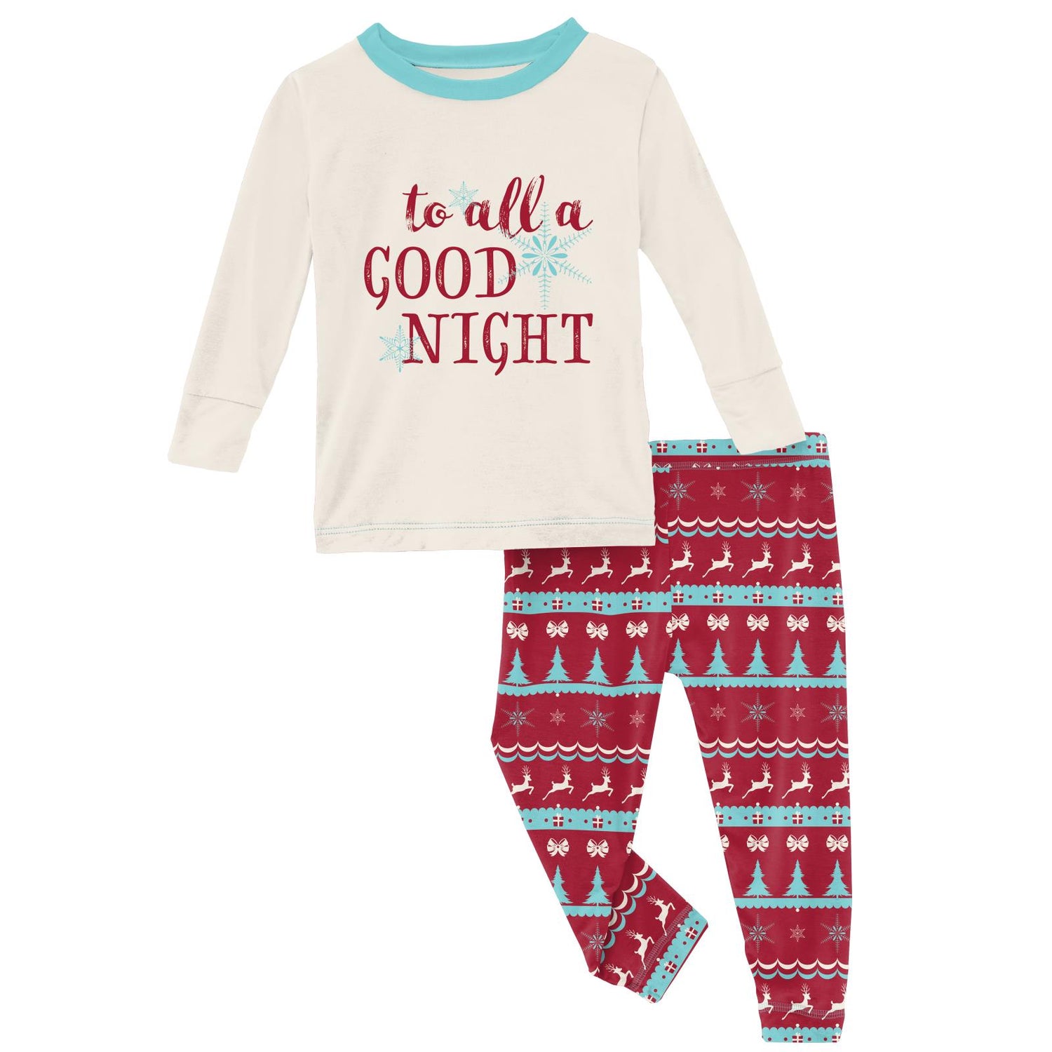 Long Sleeve Graphic Tee Pajama Set in Nordic Print