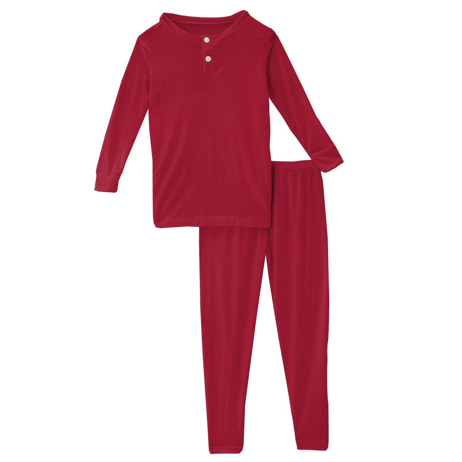 Long Sleeve Henley Pajama Set in Crimson