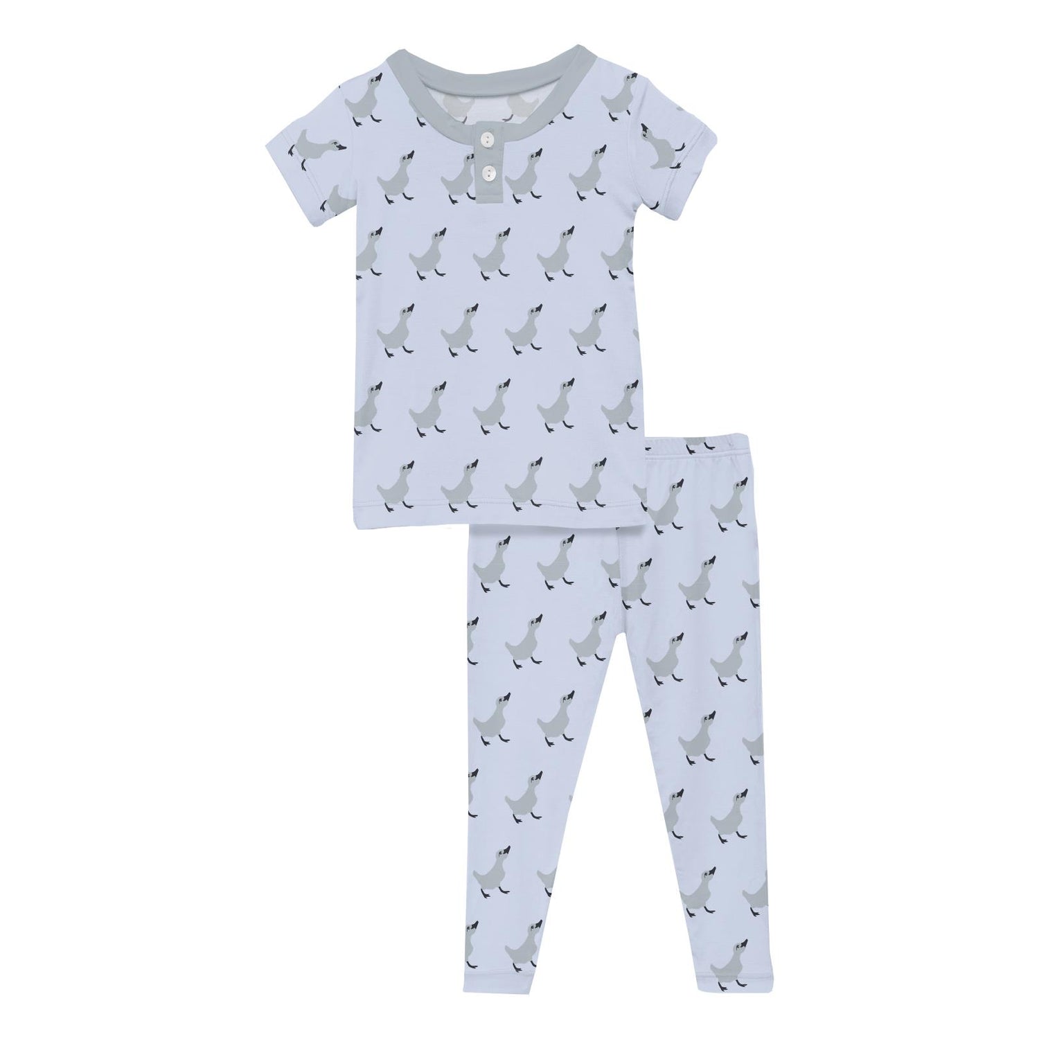 Print Short Sleeve Henley Pajama Set in Dew Ugly Duckling