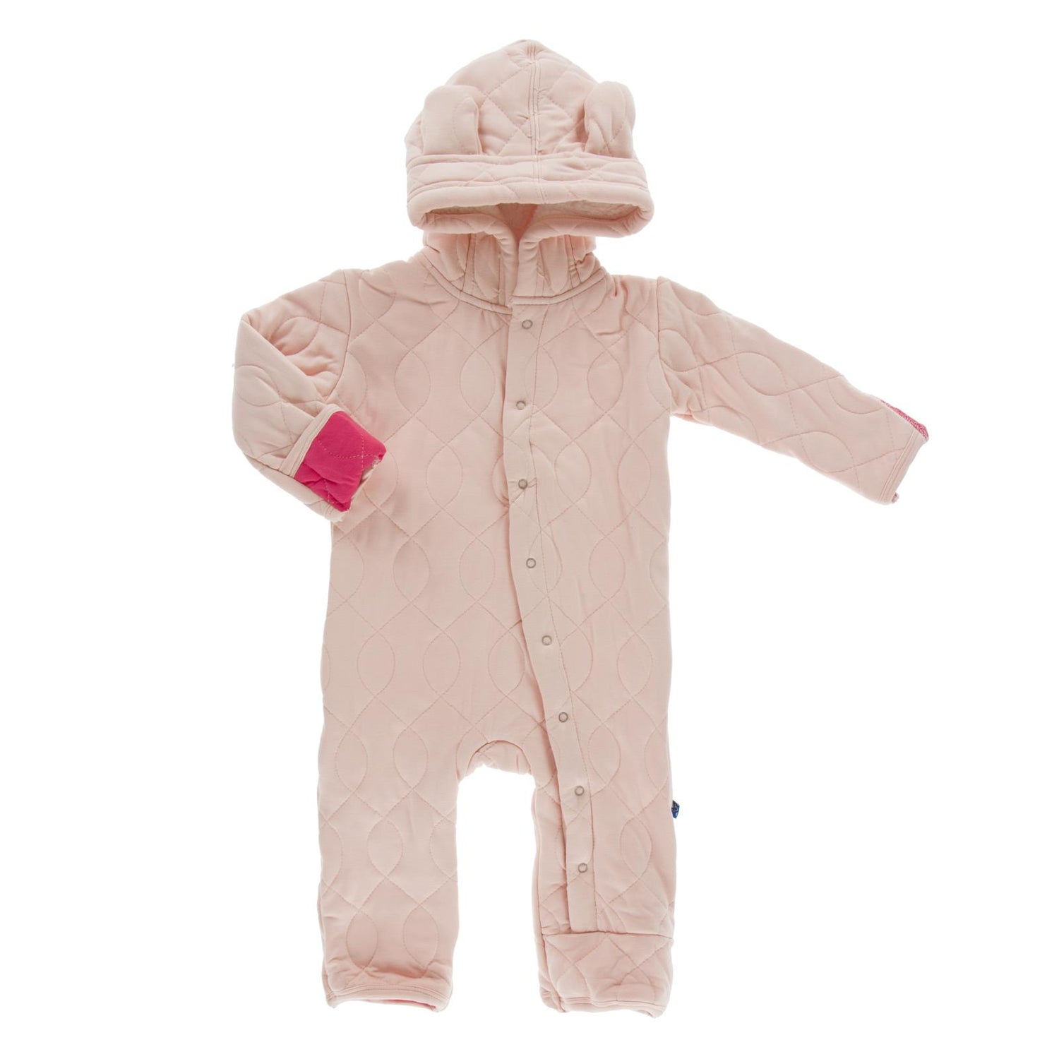 Quilted Hoodie Coverall with Sherpa-Lined Hood in Peach Blossom/Taffy