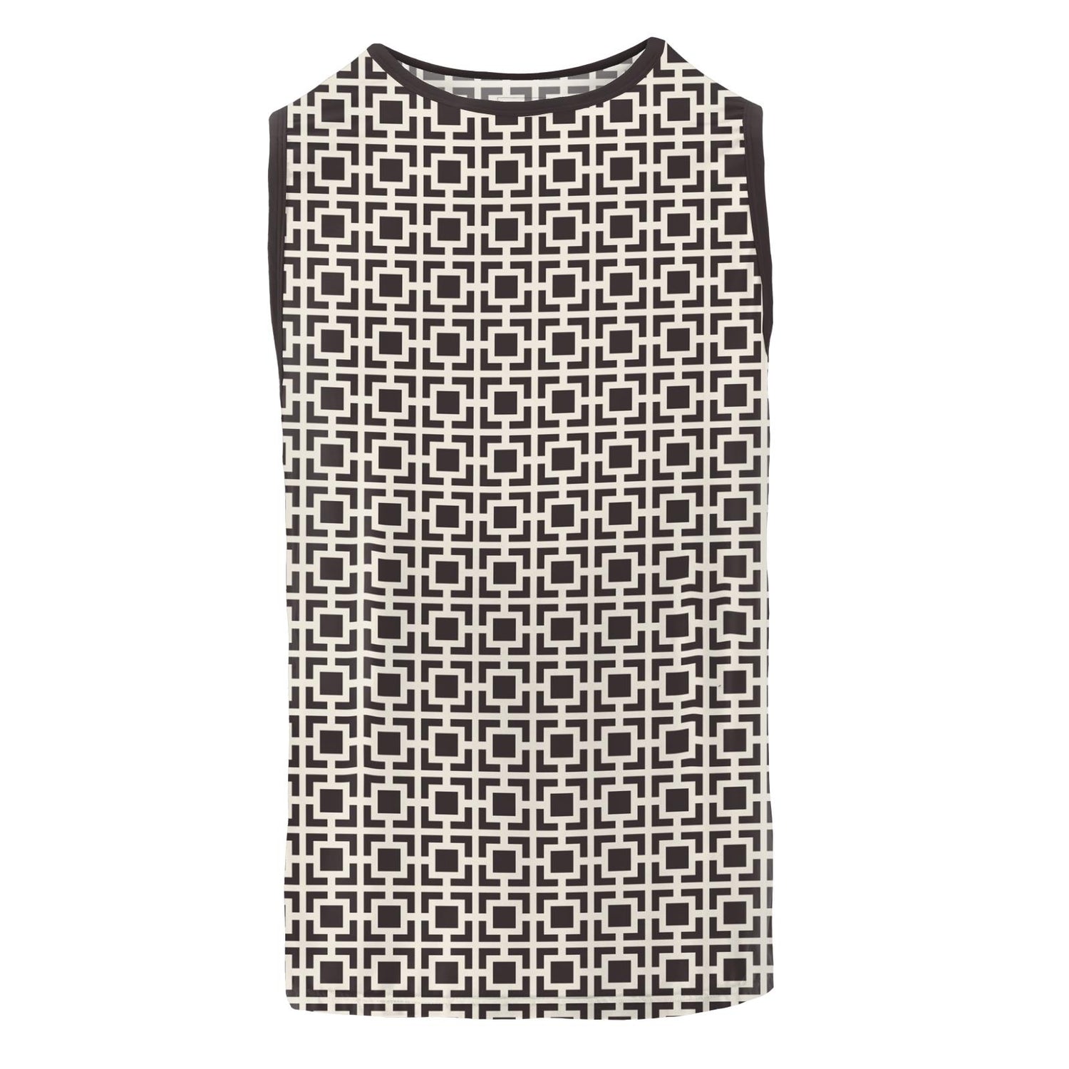 Men's Print Luxe Jersey Sport Tank in Midnight Box Lattice