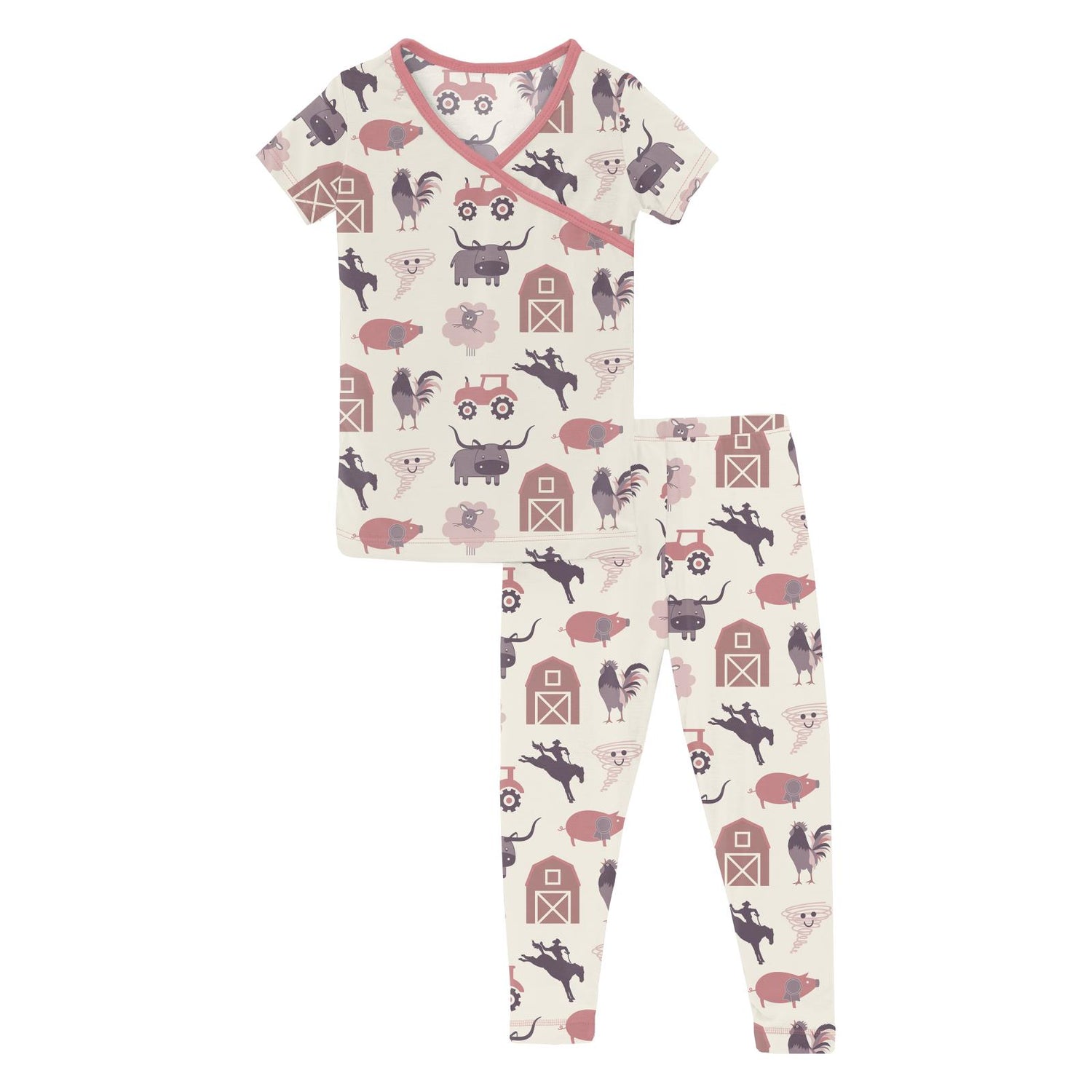 Print Short Sleeve Kimono Pajama Set in Desert Rose Rowdy Howdy