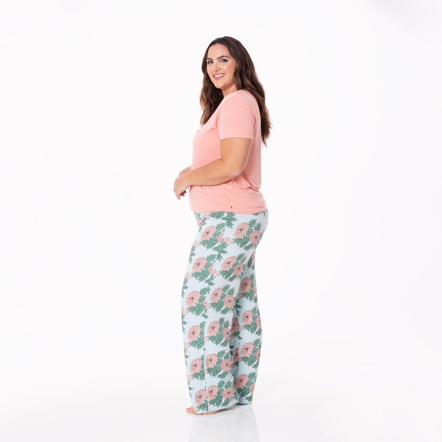 Women's Print Short Sleeve Relaxed Tee & Pajama Pants Set in Spring Sky Floral