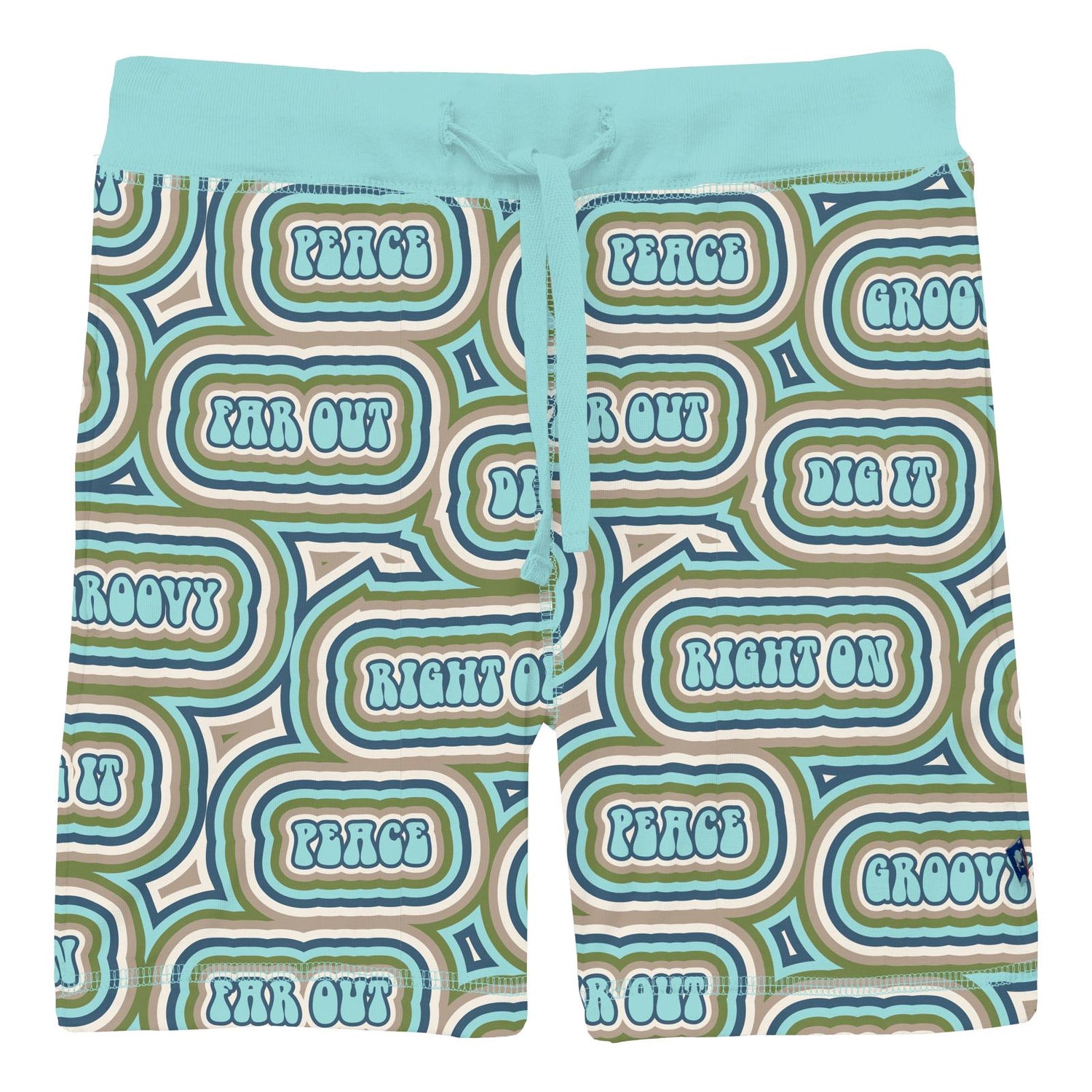 Print Lightweight Drawstring Shorts in Summer Sky Groovy