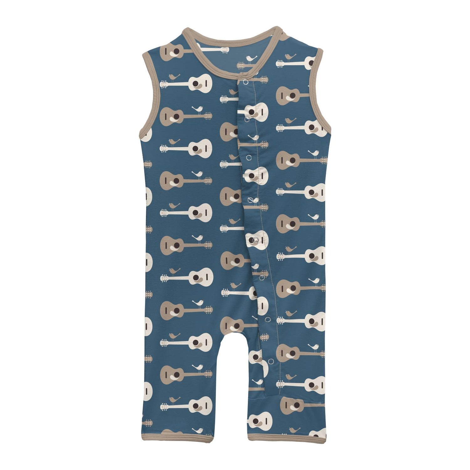 Print Tank Romper in Deep Sea Guitar Birds