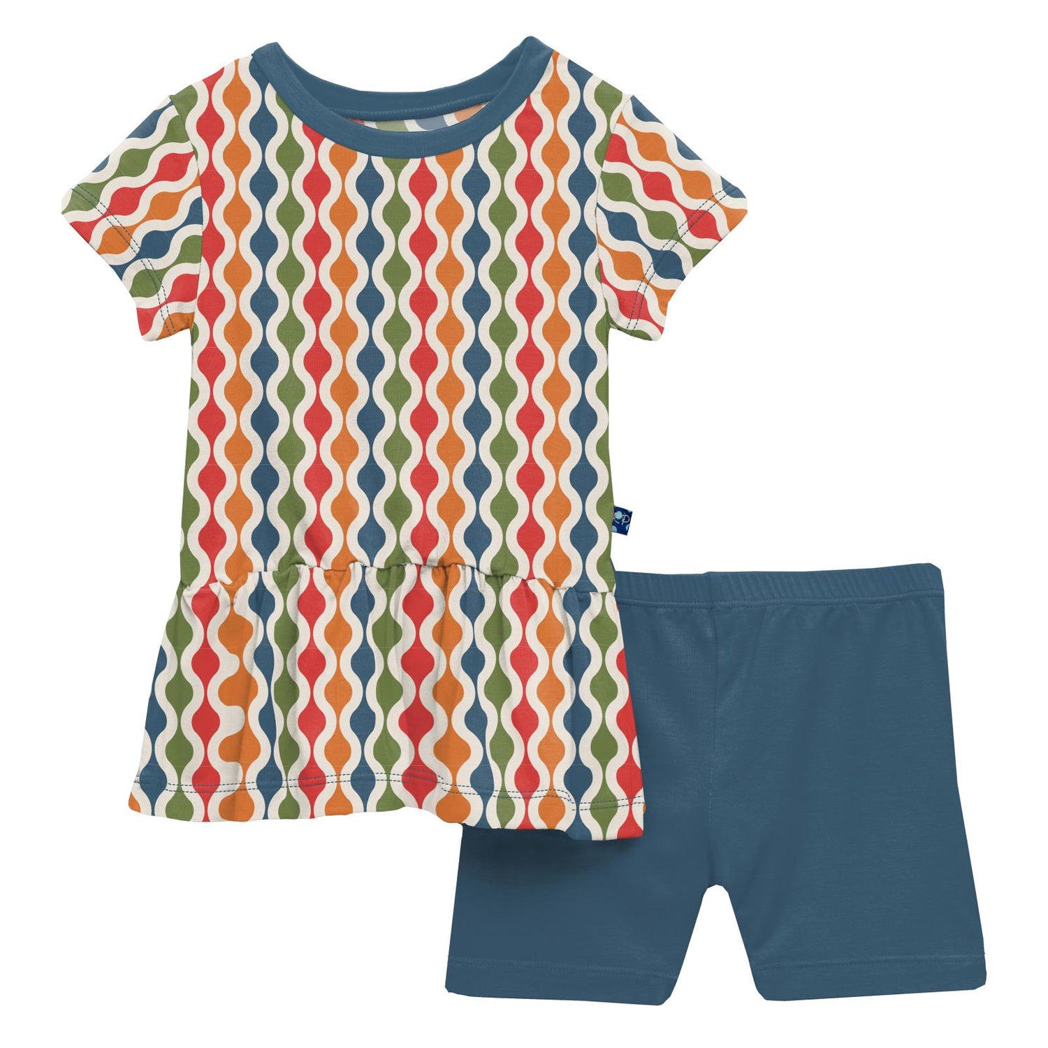 Print Short Sleeve Playtime Outfit Set in Mod Chain