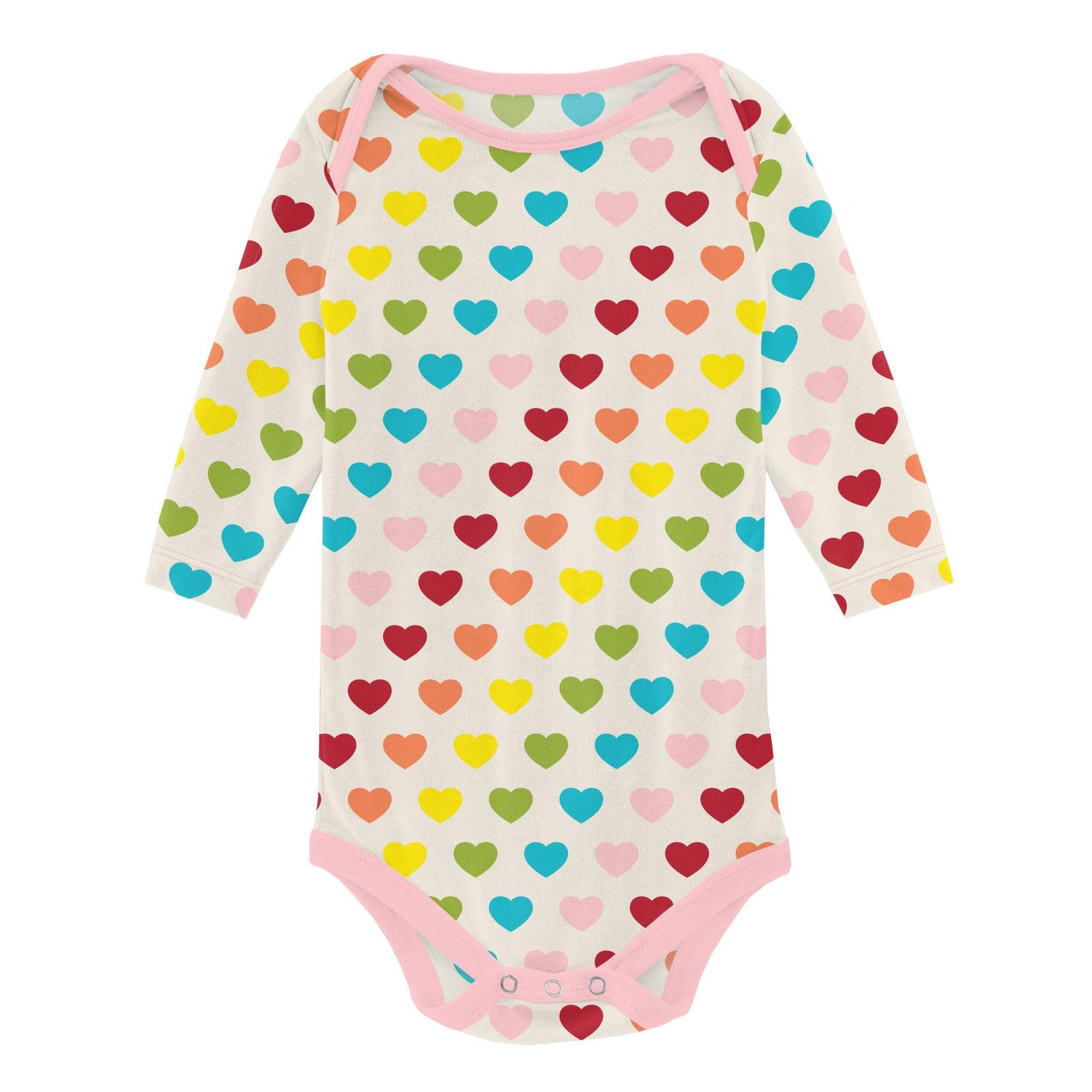 Print Long Sleeve One Piece Set of 2 in Rainbow Hearts & Lotus