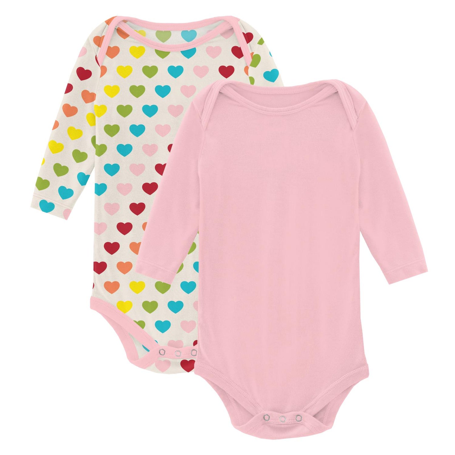 Print Long Sleeve One Piece Set of 2 in Rainbow Hearts & Lotus