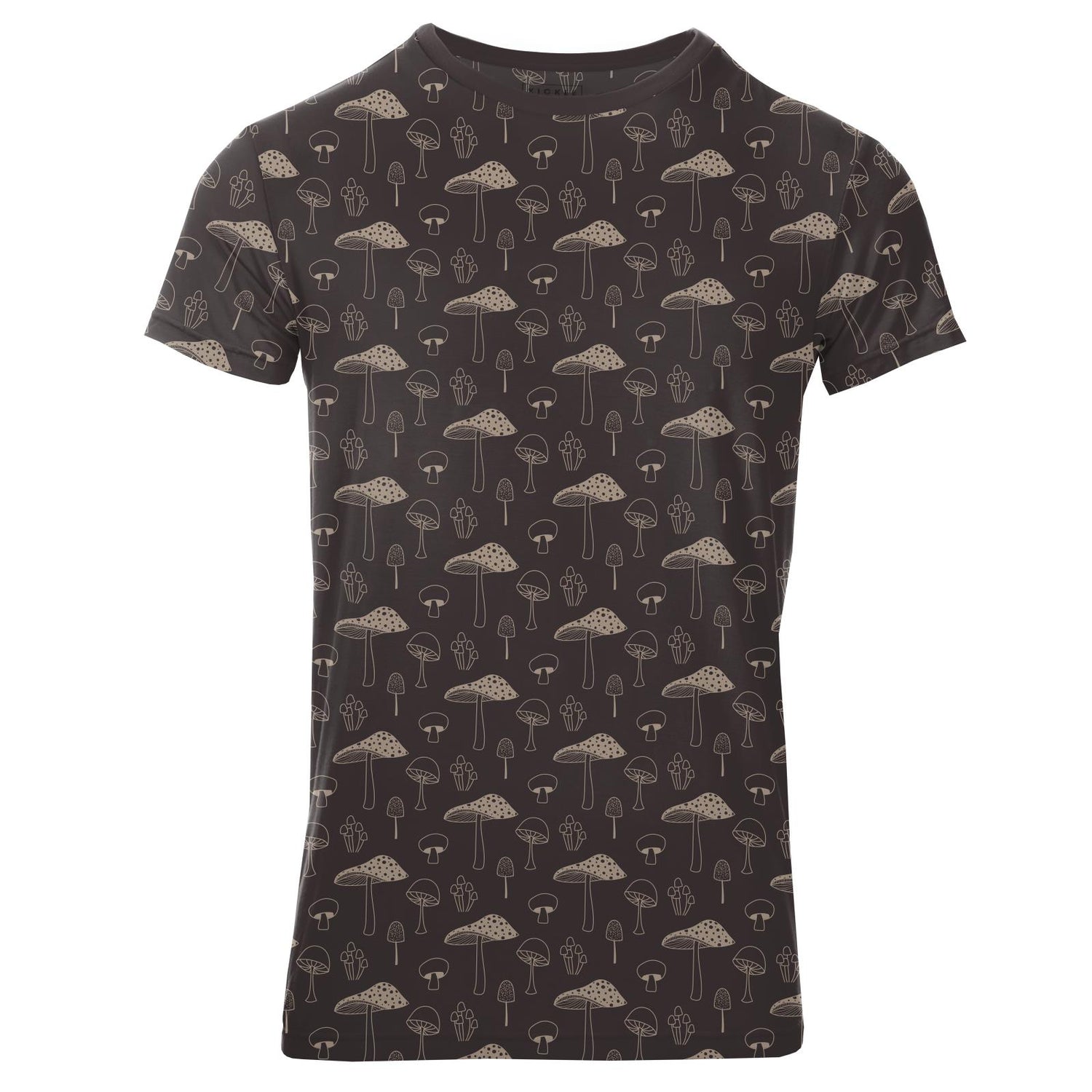 Men's Print Short Sleeve Crew Neck Tee in Midnight Mushrooms