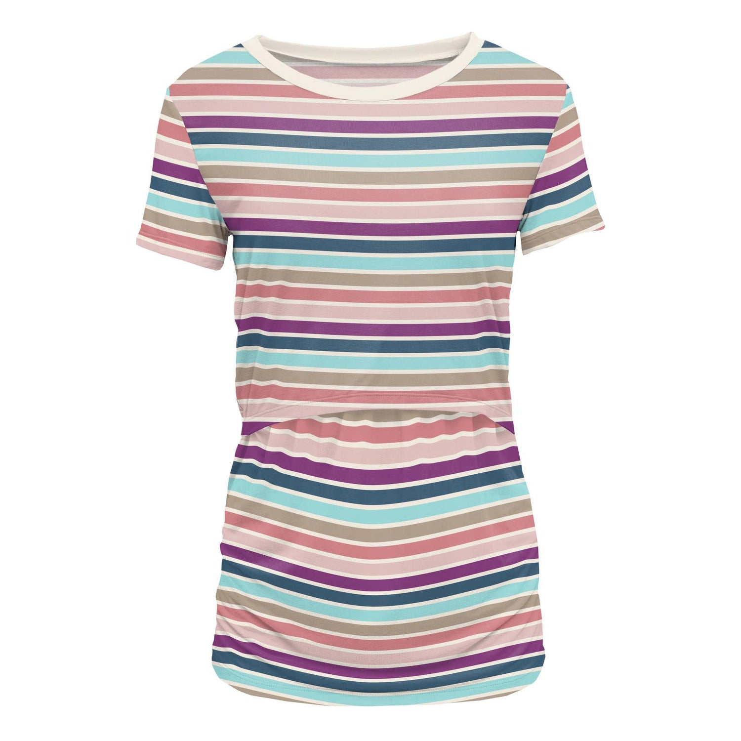 Women's Print Short Sleeve Nursing Tee in Love Stripe