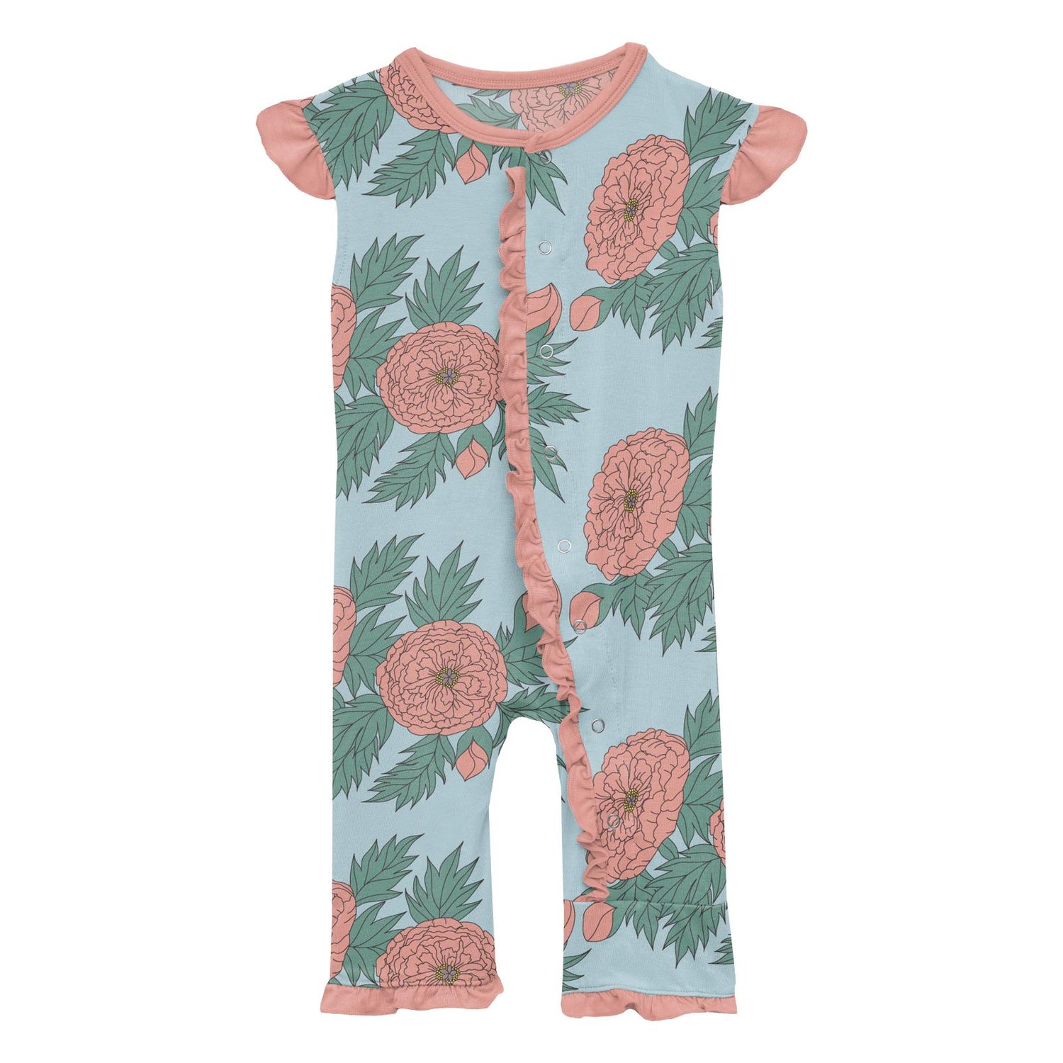 Print Ruffle Tank Romper in Spring Sky Floral