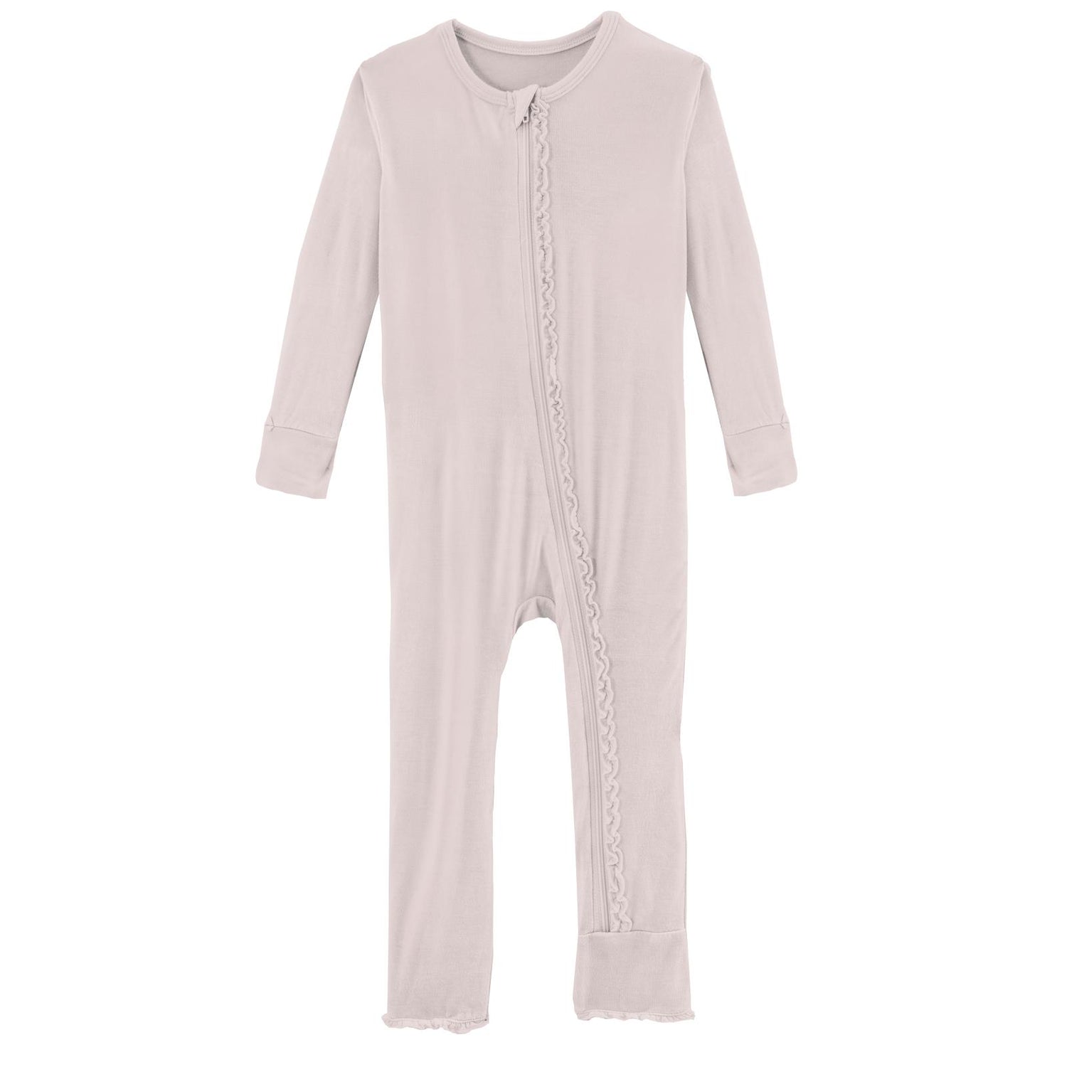 Muffin Ruffle Coverall with Zipper in Macaroon