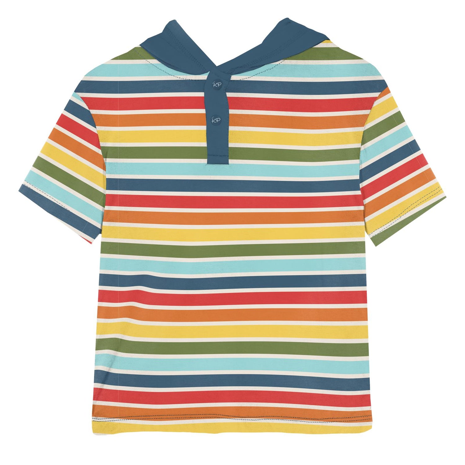 Print Short Sleeve Hoodie Tee in Groovy Stripe