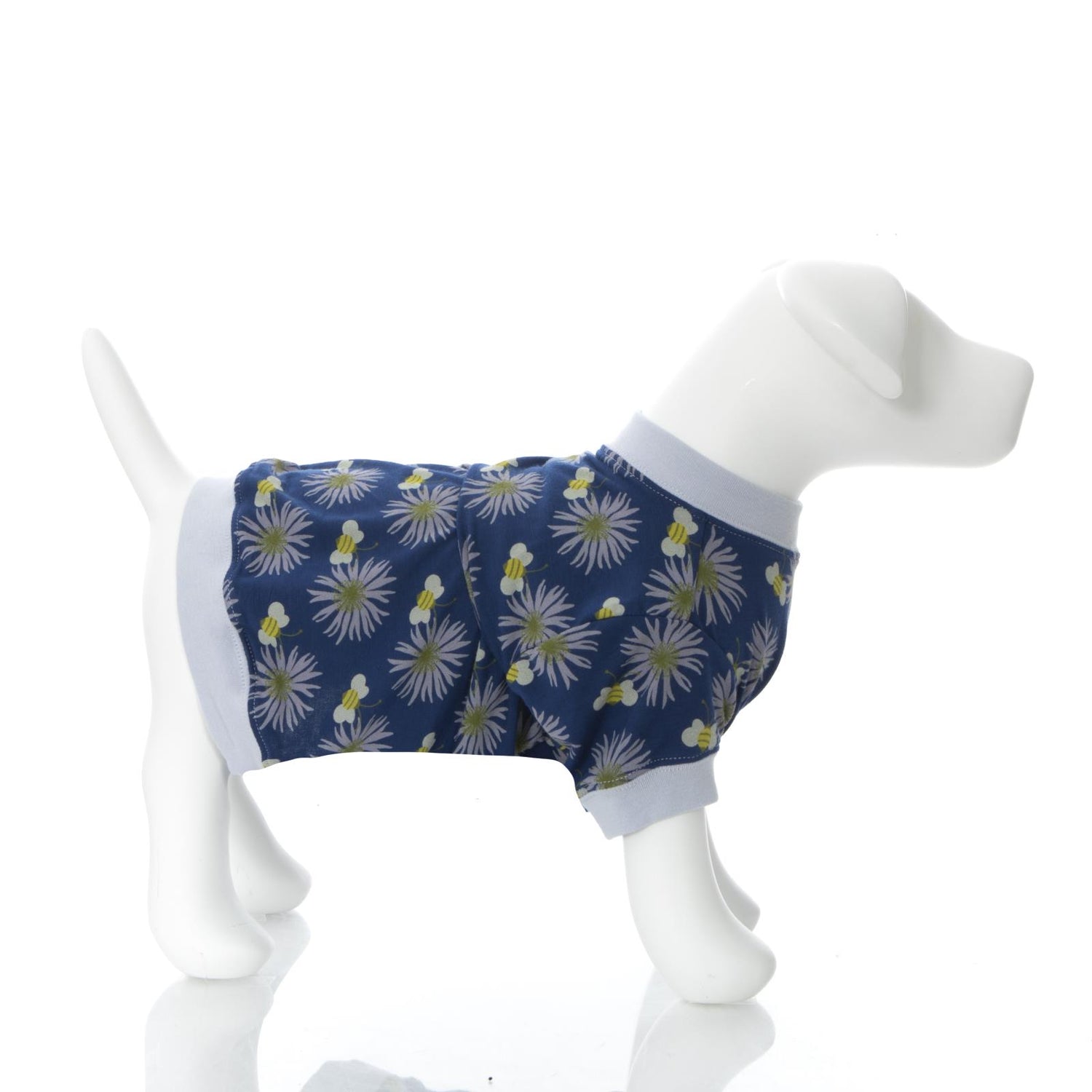 Print Dog Jammies in Navy Cornflower and Bee