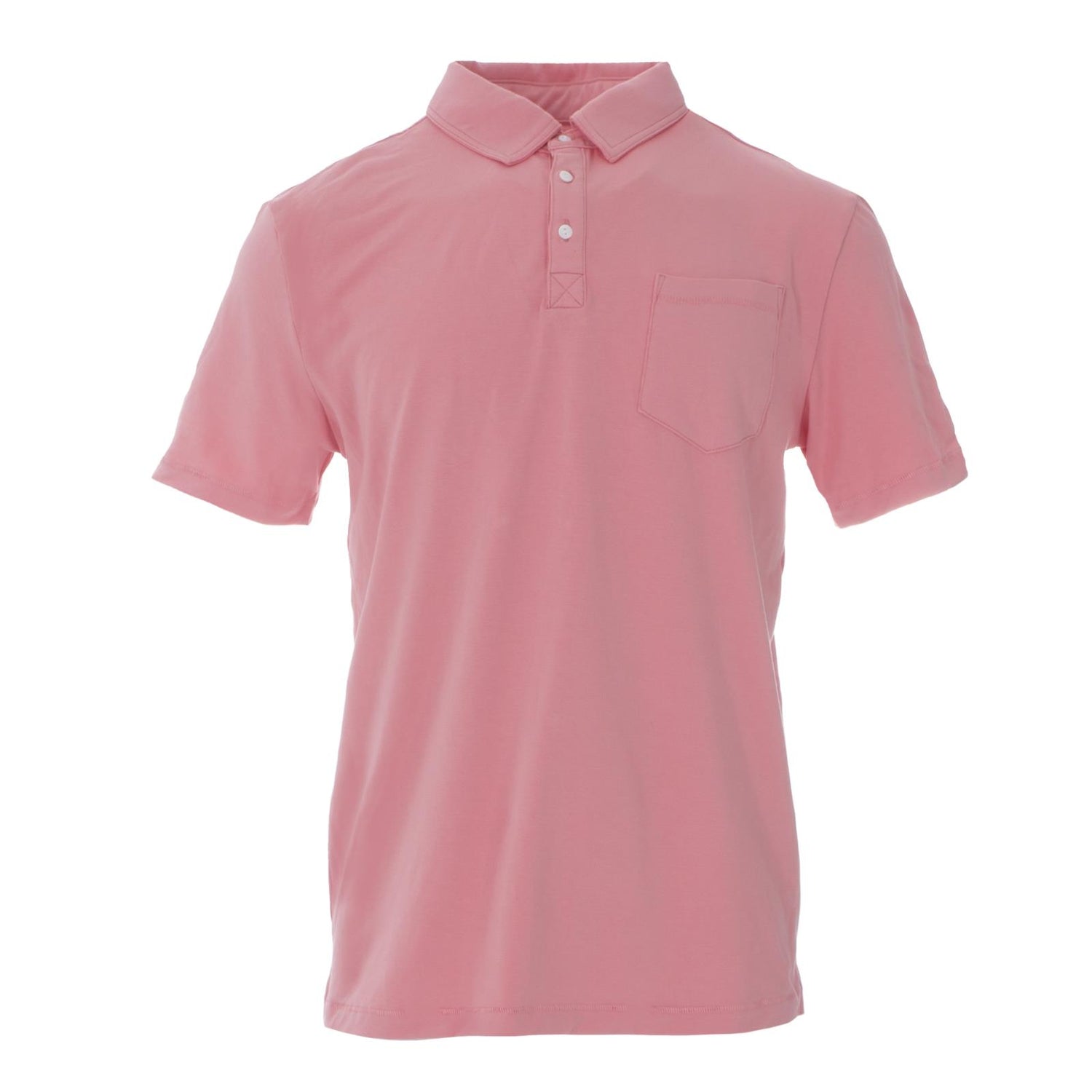 Men's Short Sleeve Luxe Jersey Polo with Pocket in Strawberry