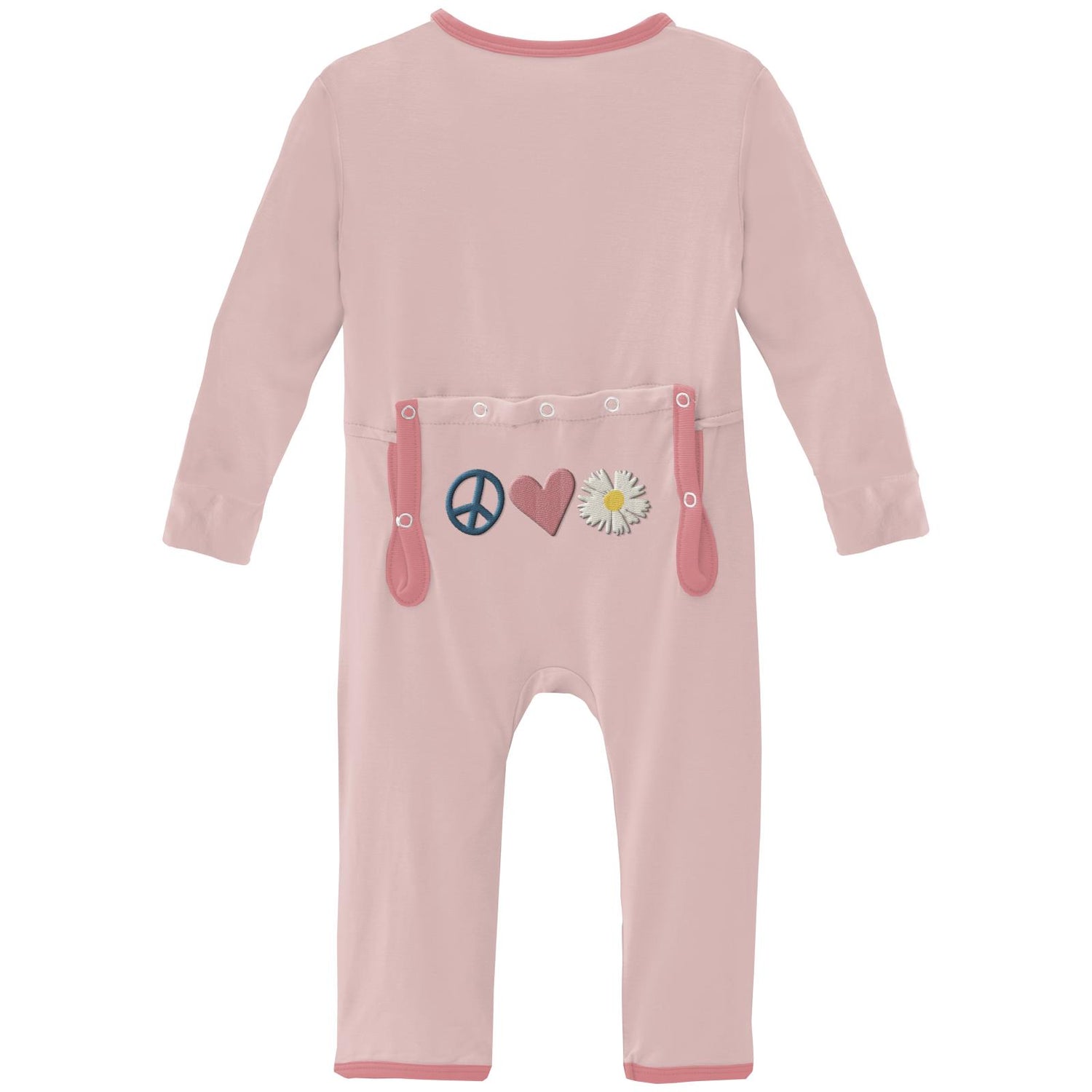 Applique Coverall with Zipper in Baby Rose Peace, Love and Happiness