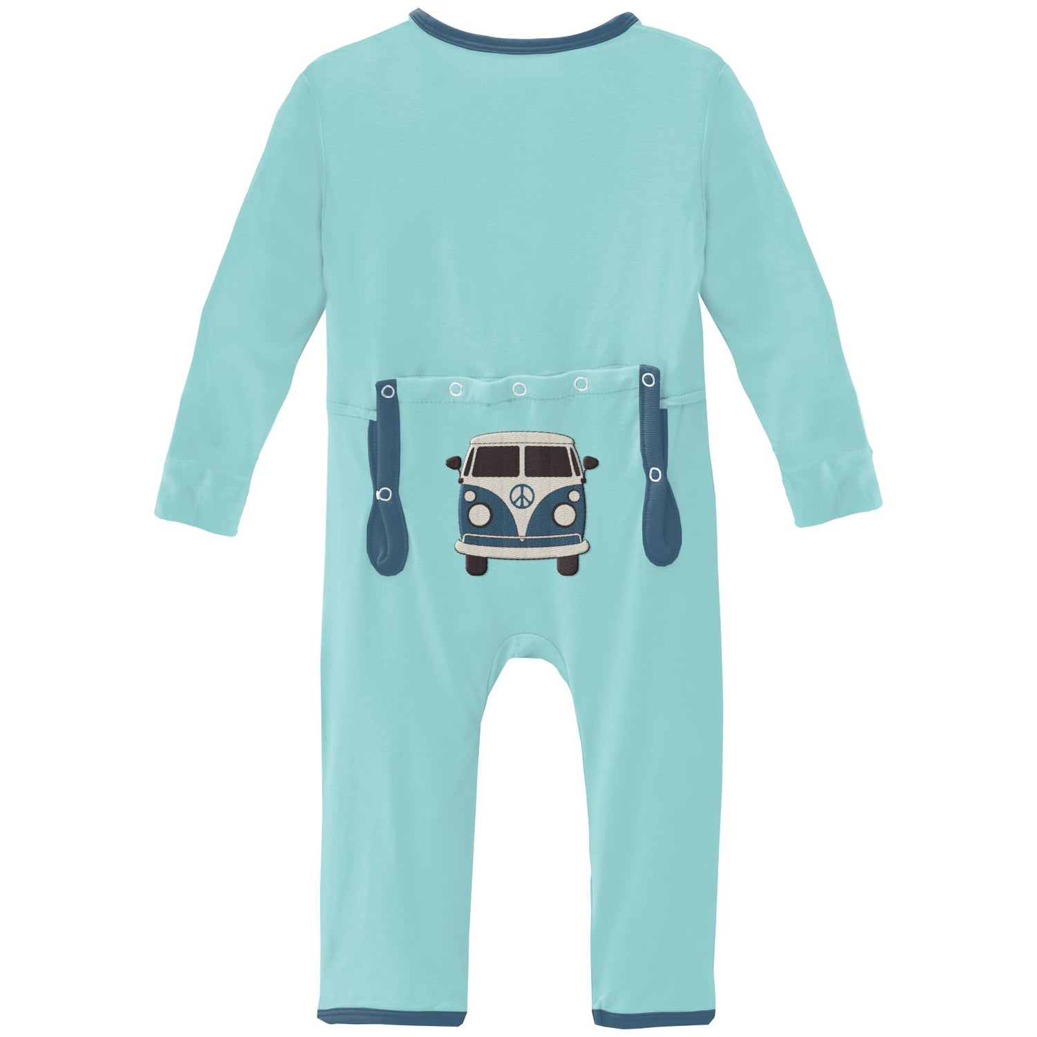 Applique Coverall with Zipper in Summer Sky Vintage Van