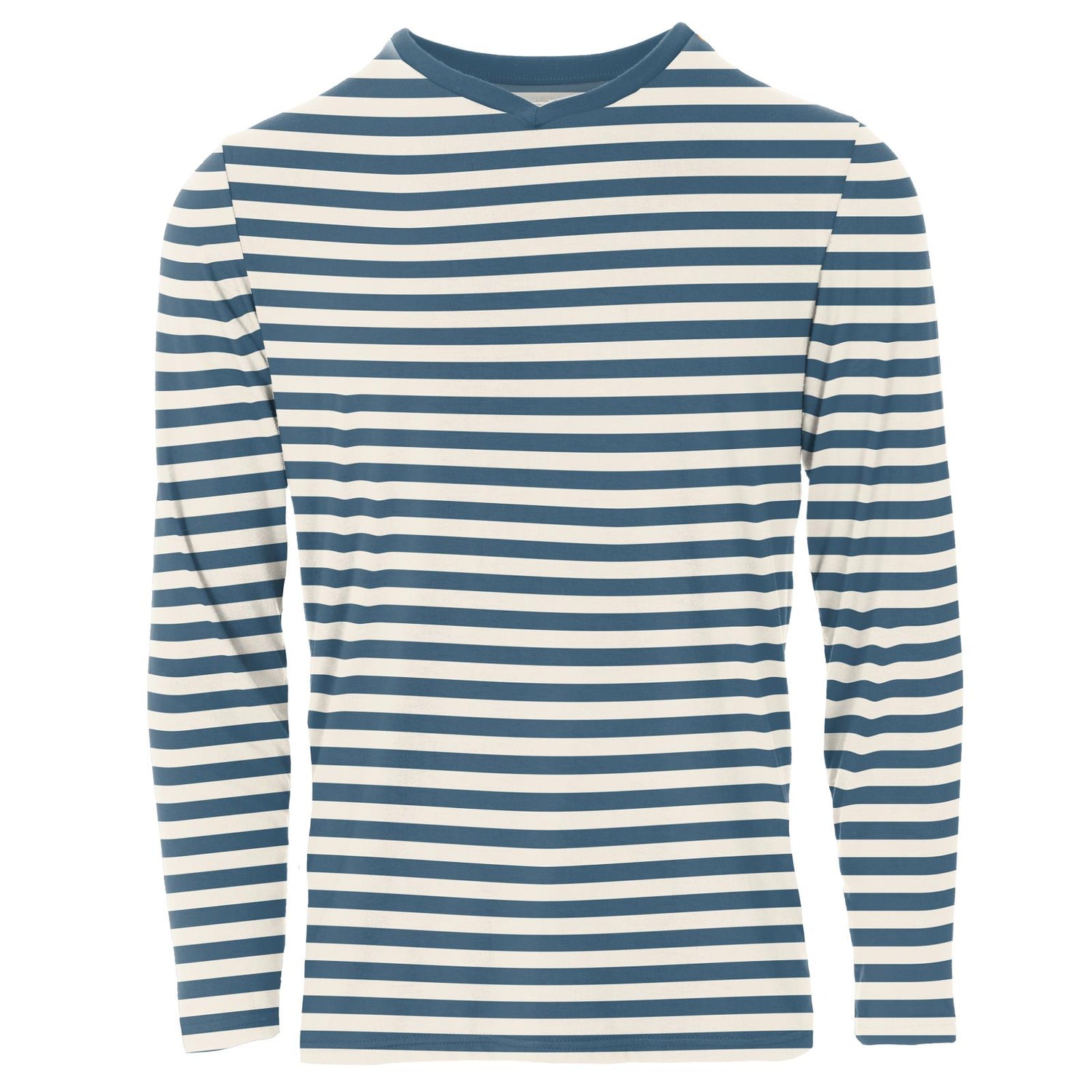 Men's Print Long Sleeve V-Neck Tee in Nautical Stripe