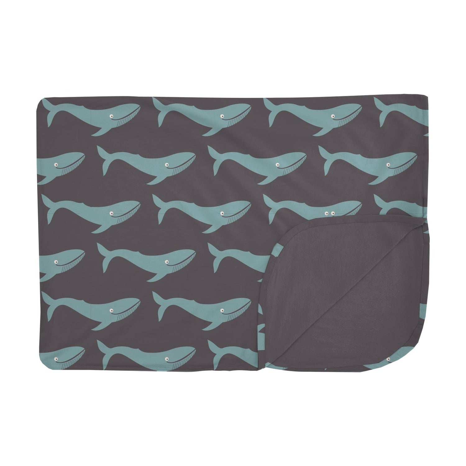 Print Fleece Stroller Blanket in Rain Whale