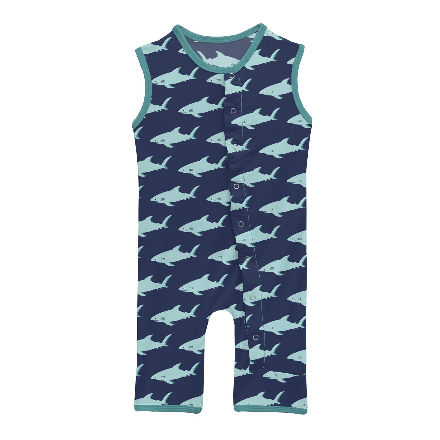 Print Tank Romper in Flag Blue Sharky