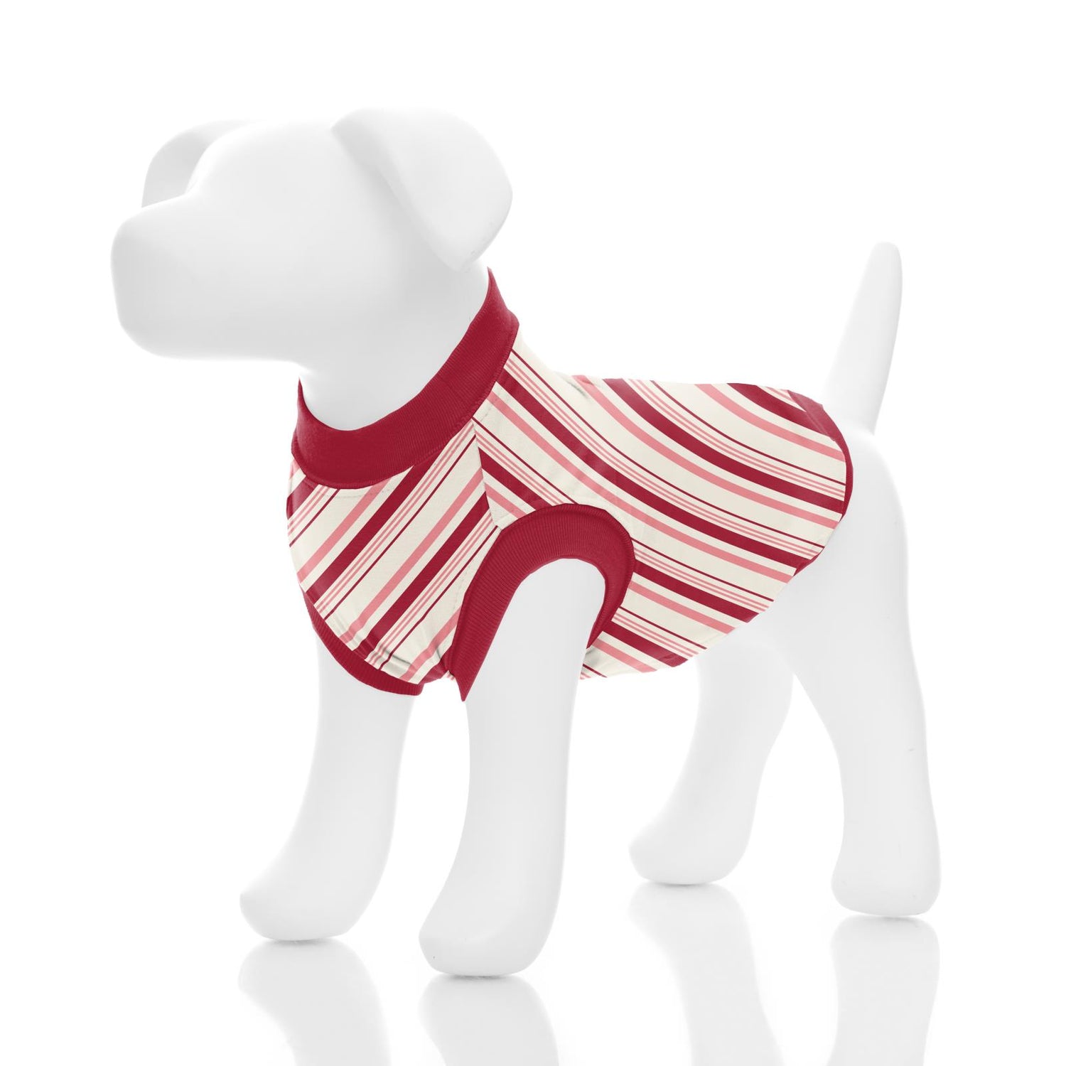 Print Luxe Dog Tee in Strawberry Candy Cane Stripe