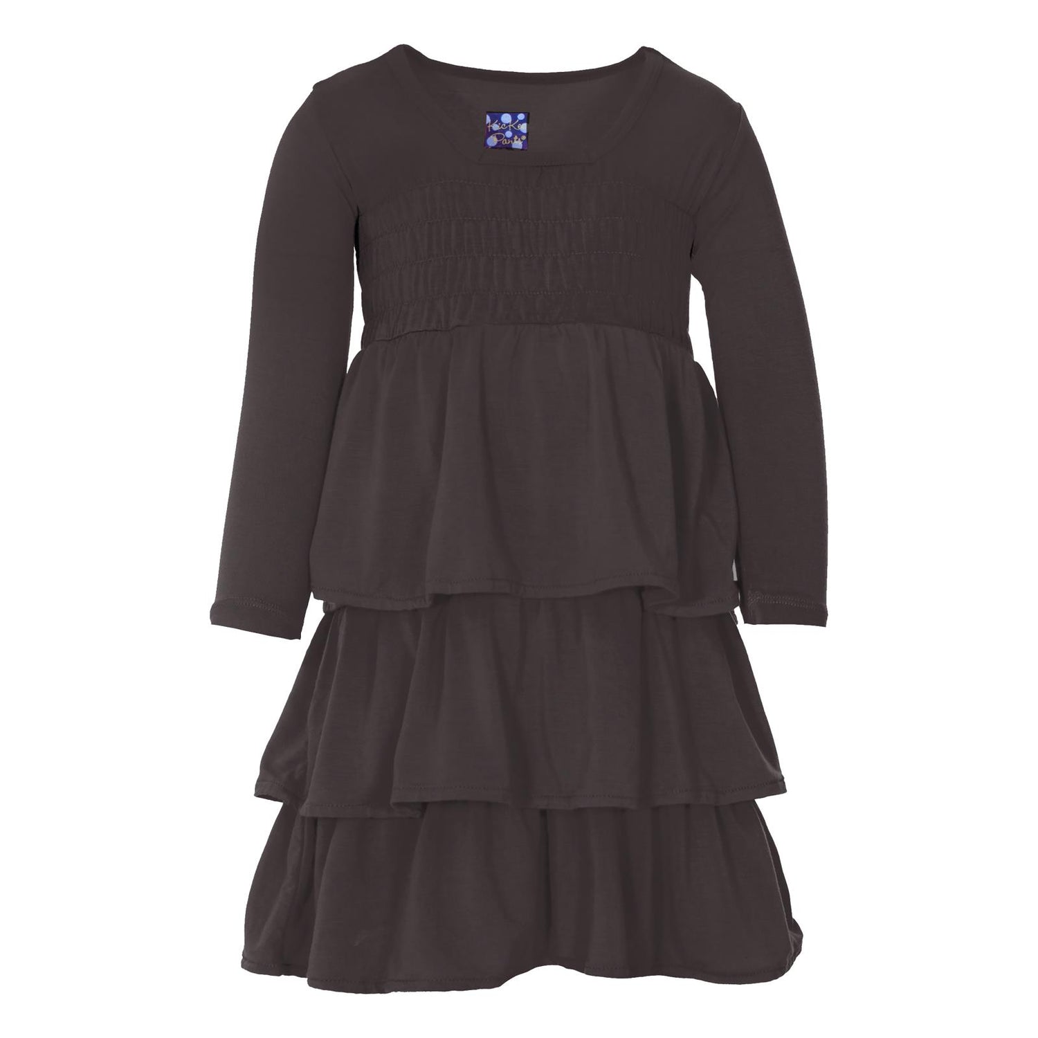 Long Sleeve Layered Ruffle Dress in Midnight