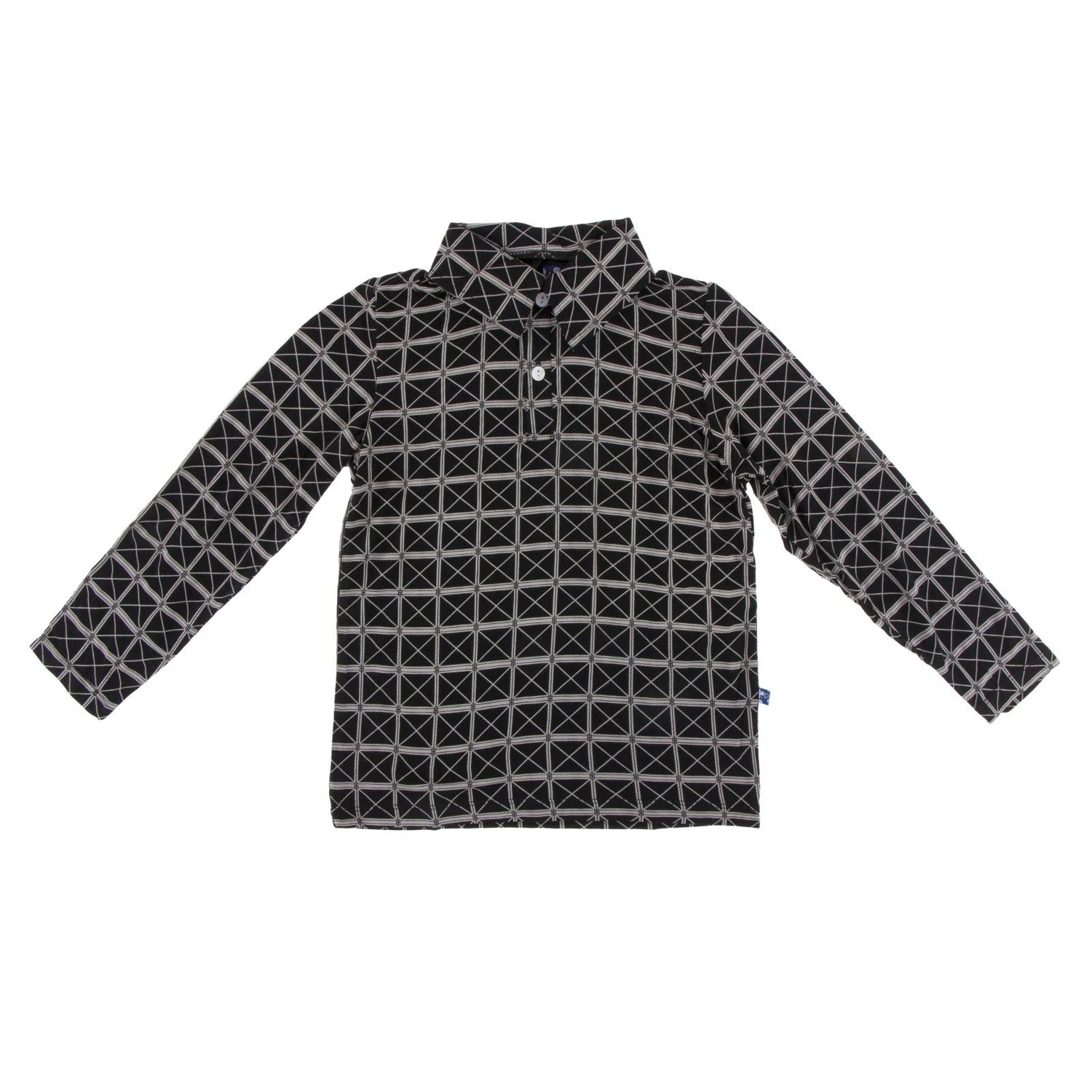 Print Long Sleeve Polo in Midnight Infrastructure