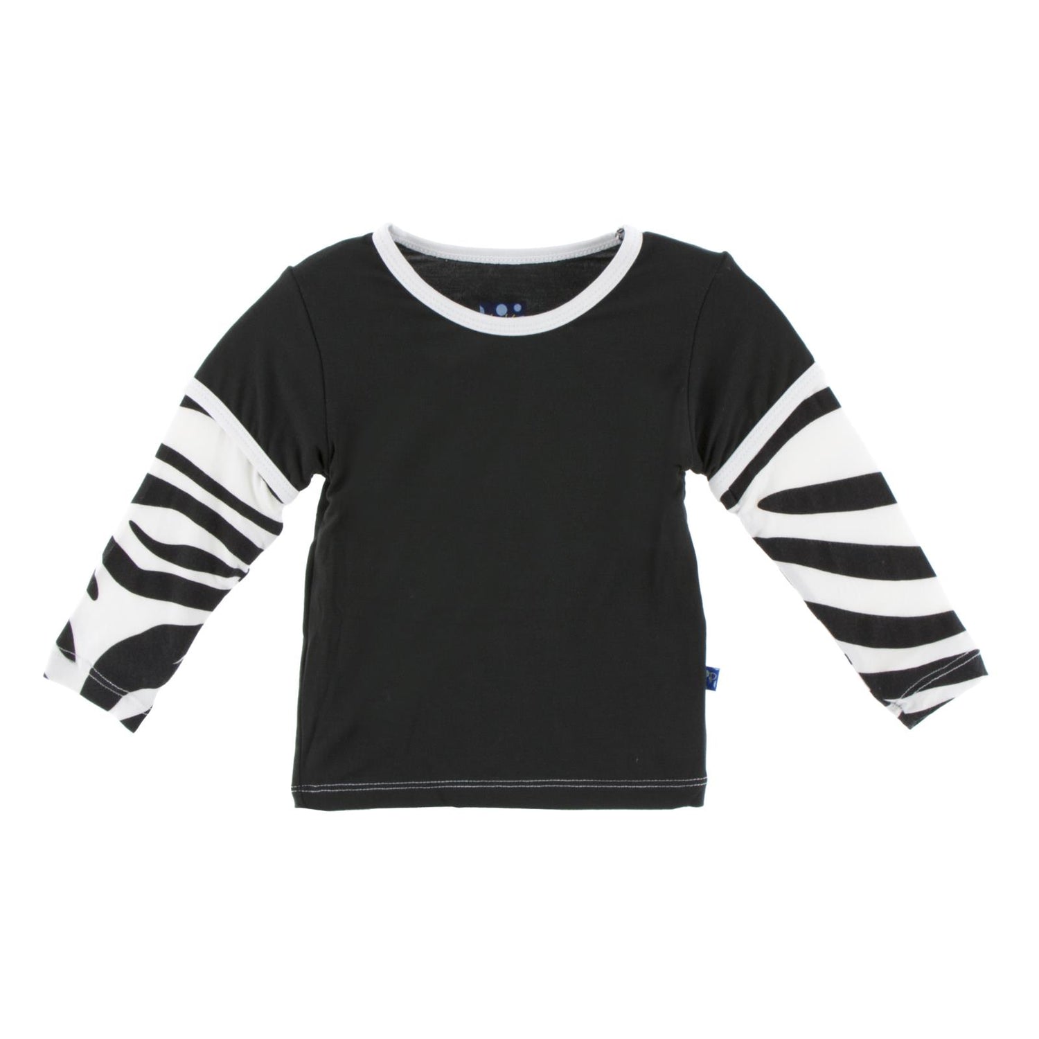 Print Long Sleeve Double Layer Tee in Natural Zebra Print