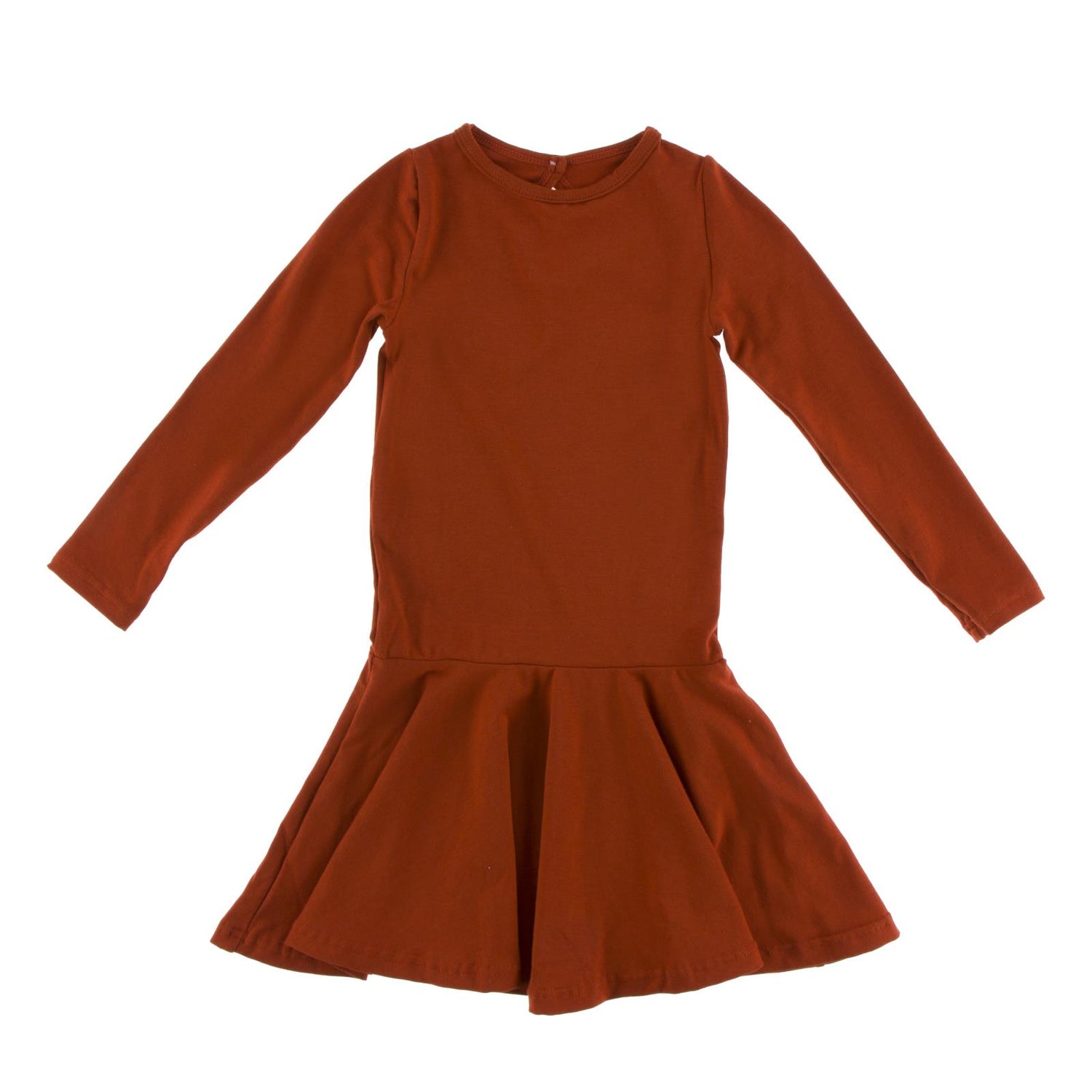 Long Sleeve Luxe Keyhole Dress in Red Tea