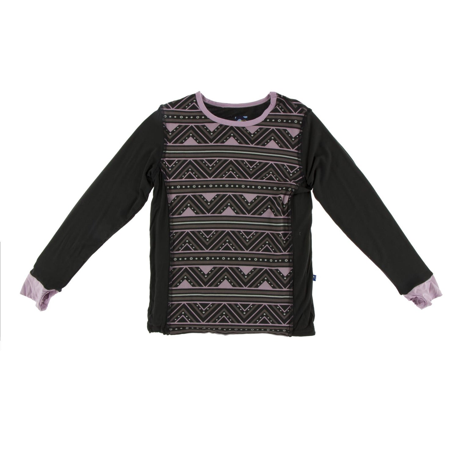 Print Long Sleeve Fitted Tee with Thumbhole in African Pattern